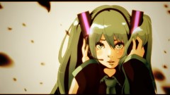 Woman headphones microphones long hair green eyes hatsune miku 