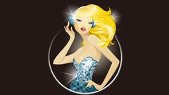 Woman headphones vectors