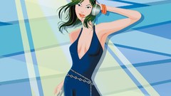 Woman headphones vectors