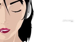 Woman headphones white background black hair vectors
