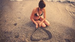 Woman Hearts Beaches brunettes bikini