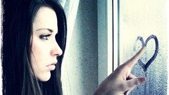 Woman Hearts window panes heart beat