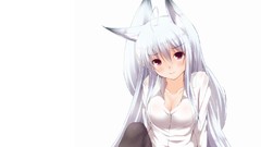 Woman heaven white hair anime girls animal ears ecchi