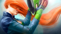 Woman helmets orange hair artwork