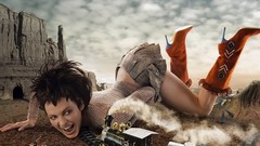 Woman high heels trains