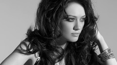 Woman Hilary Duff faces monochrome models