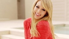 Woman Hilary Duff red dress blondes blue eyes models