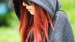 Woman hood sunglasses redheads