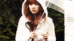 Woman hood Umbrellas Celebrity asians long hair brunettes 