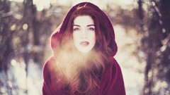 Woman hoodies models redheads hooded