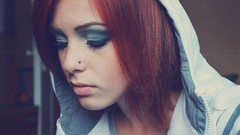 Woman hoodies piercings redheads