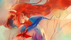 Woman hope schoolgirls school uniforms redheads artwork 