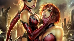 Woman horns cleavage artwork fantasy art long ears comics girls 