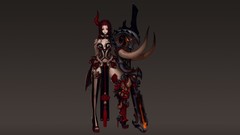 Woman horns Swords redheads artwork Simple Background