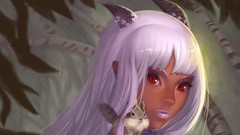 Woman horns white hair red eyes long hair artwork Elsevilla