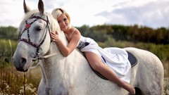 Woman Horses blondes