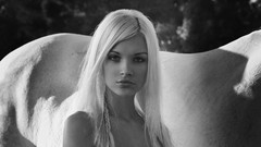 Woman Horses blondes grayscale Franziska Facella