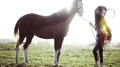 Woman Horses brunettes