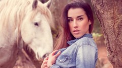 Woman Horses brunettes models Tara Onaran