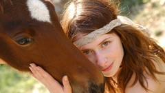 Woman Horses faces girls with horses