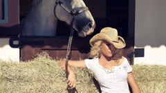 Woman Horses hats blondes models Ana Hickmann