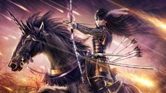 Woman Horses long hair brunettes unicorns bow (weapon) girls 