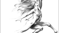 Woman Horses monochrome drawings