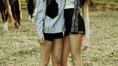 Woman Horses roads fashion blondes portraits high heels fashion 