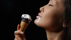 Woman ice cream asians brunettes