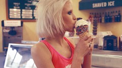 Woman ice cream Russian faces blondes models Anja Konstantinova