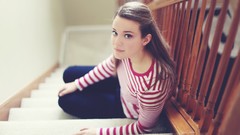 Woman indoors brunettes models stairways