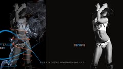 Woman indoors dancers Photo manipulation