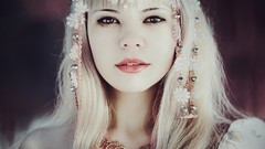 Woman Insomnia faces blondes brown eyes