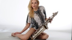 Woman instruments blondes Met-Art magazine saxophones Natalie F