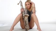 Woman instruments blondes Met-Art magazine saxophones Natalie F