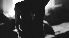 Woman interior monochrome stockings lingerie