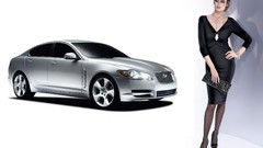 Woman jaguar brunettes models girls with cars