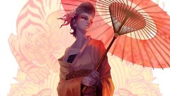 Woman Japan Umbrellas