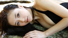 Woman Japanese asians idol models black hair bikini teen 