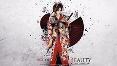 Woman Japanese asians portraits Japanese clothes wide sleeves