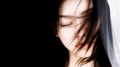 Woman Japanese black background faces asians