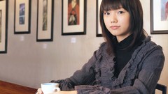 Woman Japanese Celebrity sitting Actress asians bangs black 