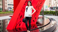 Woman Japanese hats outdoors asians models