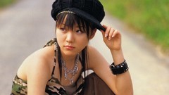 Woman Japanese hats sitting asians short hair black hair Reina 