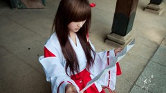 Woman Japanese miko shrine