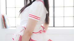 Woman Japanese models cosplay sailor uniforms striped legwear 