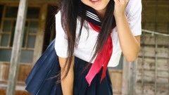 Woman Japanese schoolgirls asians school uniforms teen sailor 