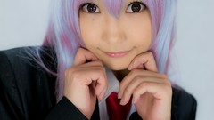 Woman Japanese tie red eyes schoolgirls asians long hair school 