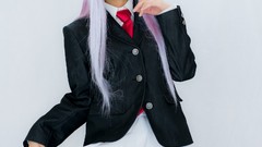 Woman Japanese tie red eyes schoolgirls asians skirts long hair 