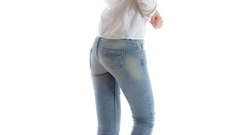 Woman jeans barefoot Mathea